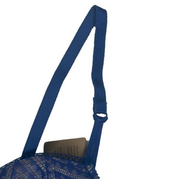 Chantelle Royal Blue Mesh Lace Bra With Tan Lining & Charm Accent - Picture 4 of 4